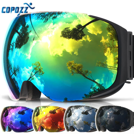 COPOZZ Brand Ski Goggles Replaceable Magnetic Lenses UV400 Anti-fog Snow Ski Mask Skiing Men Women Snowboard Goggles GOG-2181