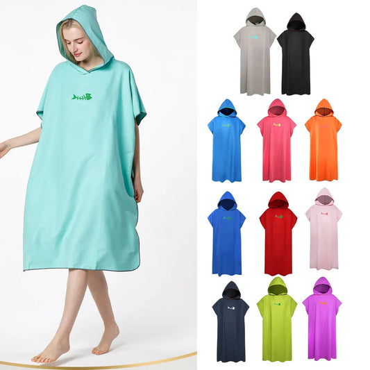 Hooded Towel Poncho Adult Towel Sleeveless Beach Portable Microfibre Wetsuit Quick Drying Super Soft for Surfers Swimmers