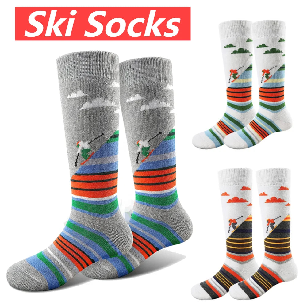 Winter Thermal Socks Ski Socks Thermal Knee-high Sports Socks Men Cycling Socks Comfortable Skiing Hiking Outdoor Snowboarding