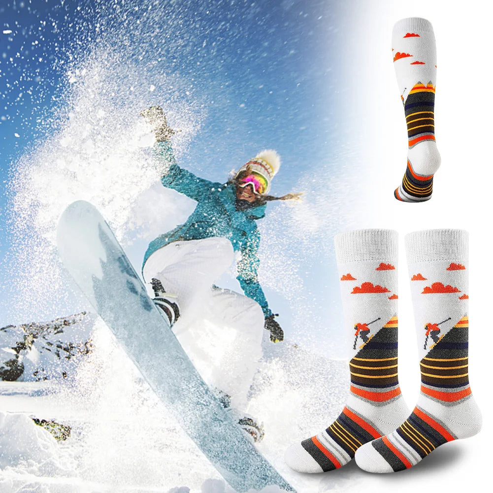 Winter Thermal Socks Ski Socks Thermal Knee-high Sports Socks Men Cycling Socks Comfortable Skiing Hiking Outdoor Snowboarding