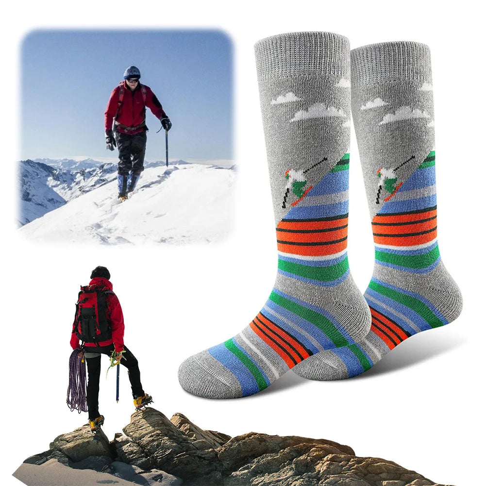 Winter Thermal Socks Ski Socks Thermal Knee-high Sports Socks Men Cycling Socks Comfortable Skiing Hiking Outdoor Snowboarding